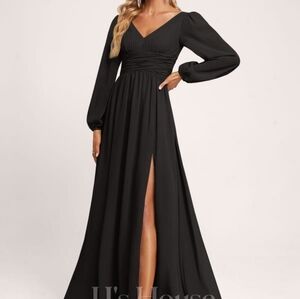 JJs House Black Long Sleeve Briadesmaid Dress